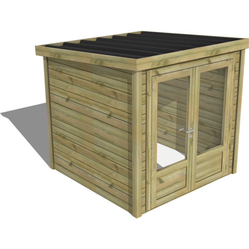 Abri Français - abri de jardin bois traité 27mm, Essentiel, 2,1x2,1m, 5m2