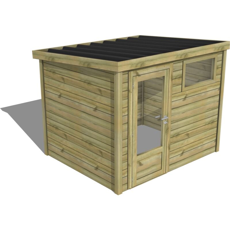 Abri Français - abri de jardin bois traité 27mm, Essentiel, 2,6x2,1m, 6m2