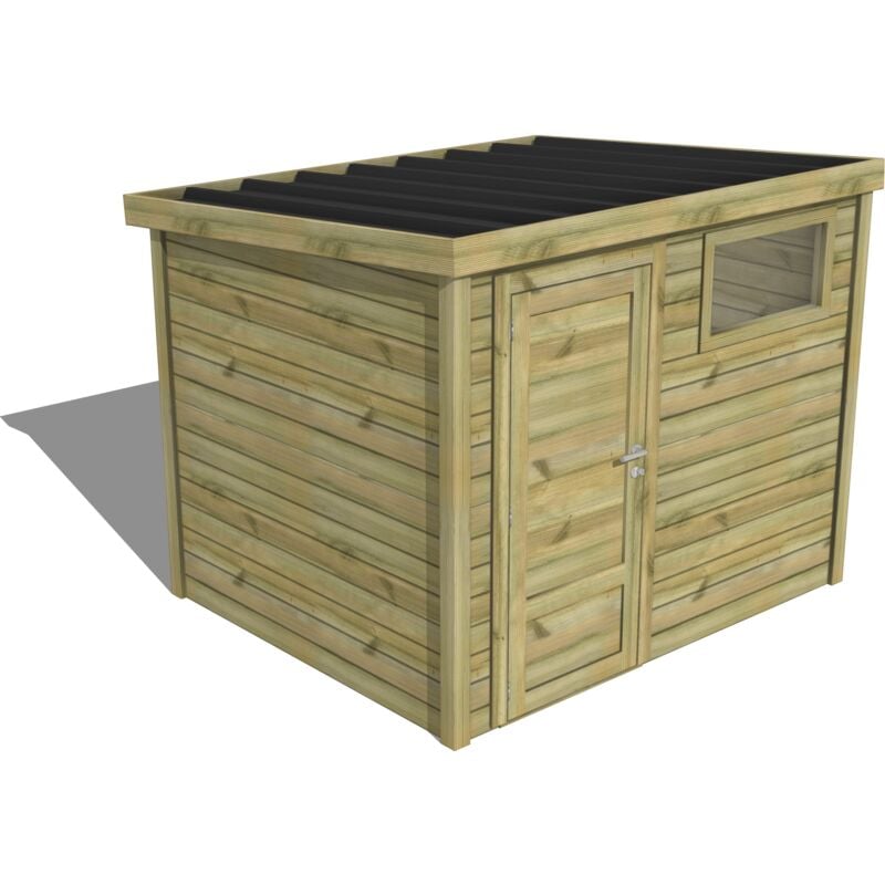 Abri Français - abri de jardin bois traité 27mm, Essentiel, 2,6x2,1m, 6m2