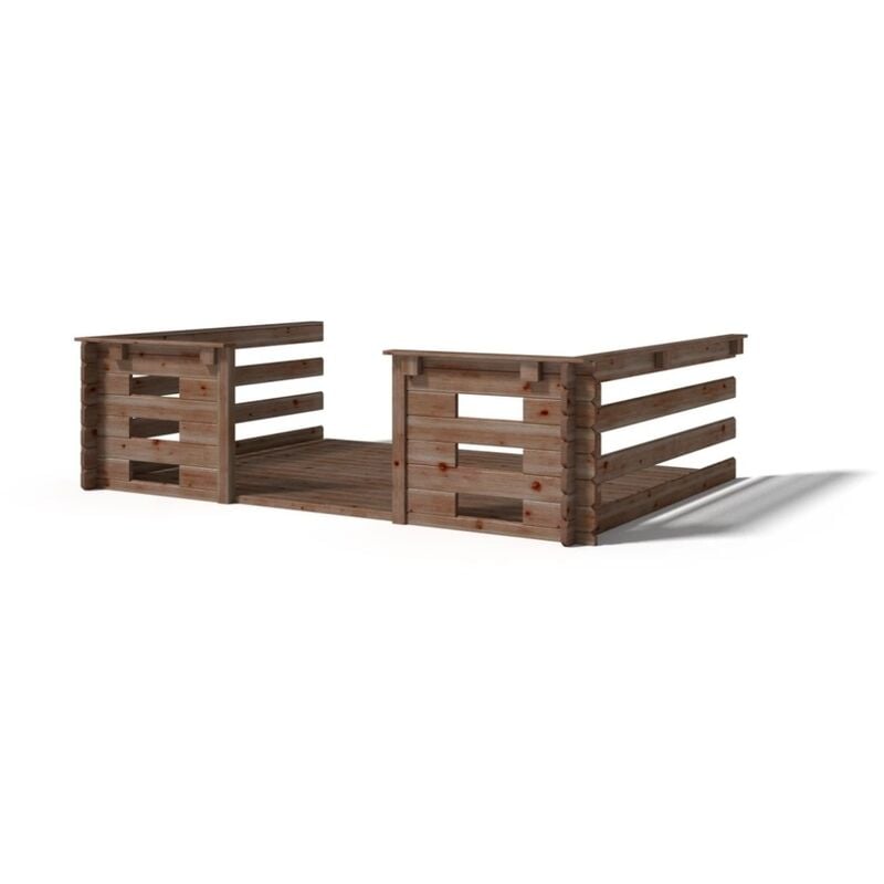 Altanka - Terrasse en bois avec balustrade pour abri en bois - 6m2 - 3m x 2m - imprégnée - couleur: marron