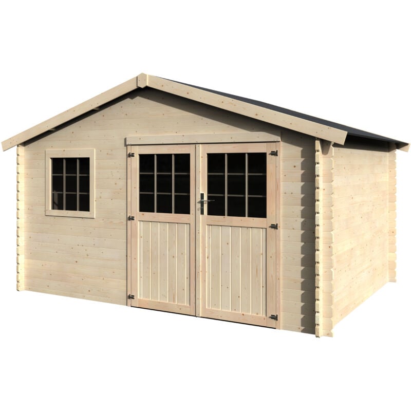 Décor Et Jardin - Abri de jardin bois torcal 398x298 cm - Surface utile : 10,14 m² - Épaisseur : 34 mm - Couleur : Naturel