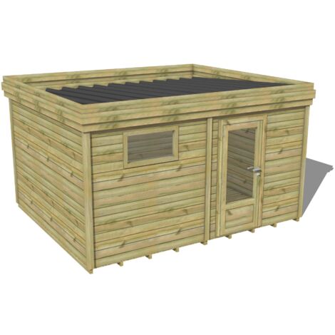 ABRI DE JARDIN bois traité 27mm, 5,2x3,4m, 18m2, Plancher