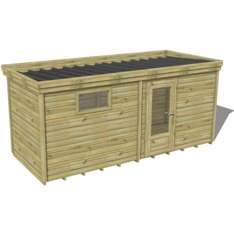 ABRI DE JARDIN bois traité 27mm, 5,7x2,1m, 12m2, Plancher