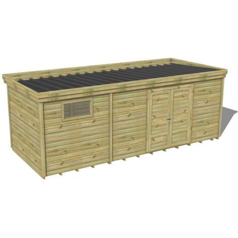 ABRI DE JARDIN bois traité 27mm, 6,9x2,6m, 18m2, Plancher