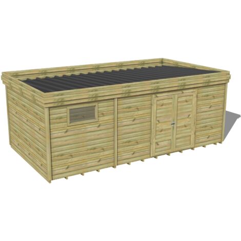 ABRI DE JARDIN bois traité 27mm, 6,9x3,4m, 24m2, Plancher