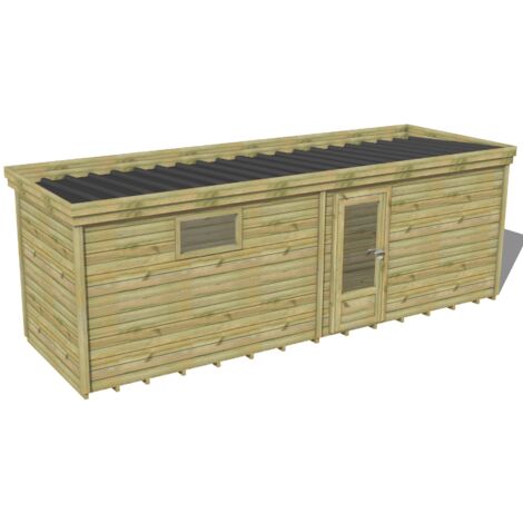 ABRI DE JARDIN bois traité 27mm, 7,3x2,1m, 16m2, Plancher