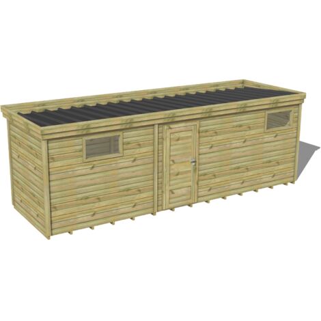 ABRI DE JARDIN bois traité 27mm, 7,4x2,1m, 16m2, Plancher