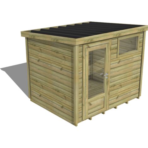 ABRI DE JARDIN bois traité 27mm, Essentiel, 2,6x2,1m, 6m2, Plancher
