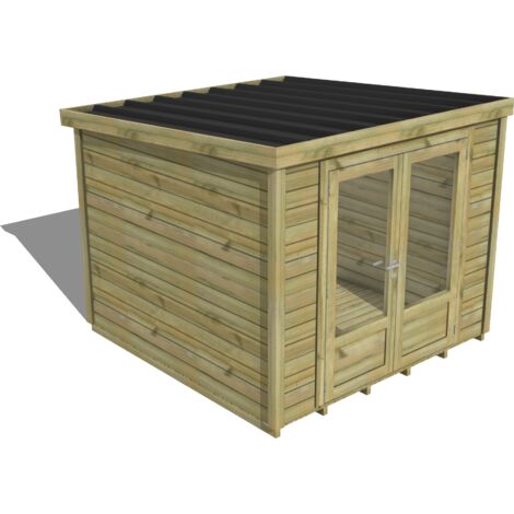 ABRI DE JARDIN bois traité 27mm, Essentiel, 2,6x2,6m, 7m2, Plancher