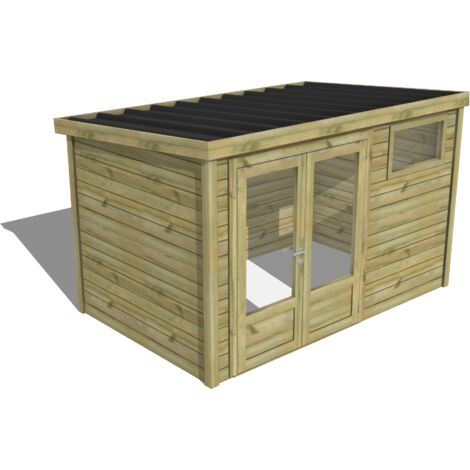 ABRI DE JARDIN bois traité 27mm, Essentiel, 3,4x2,1m, 7m2