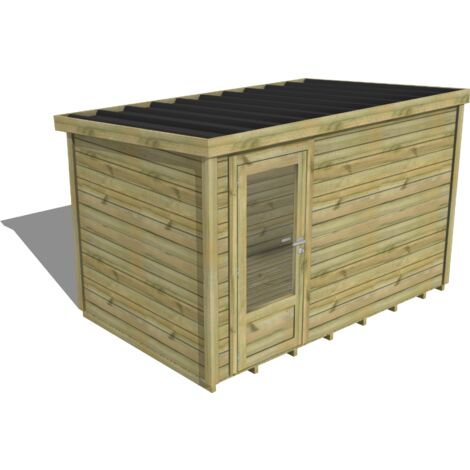 ABRI DE JARDIN bois traité 27mm, Essentiel, 3,4x2,1m, 7m2, Plancher