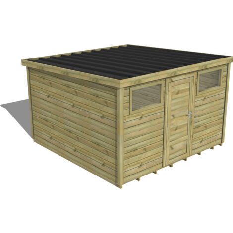 ABRI DE JARDIN bois traité 27mm, Essentiel, 3,4x3,4m, 12m2, Plancher