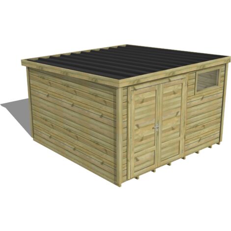ABRI DE JARDIN bois traité 27mm, Essentiel, 3,4x3,4m, 12m2, Plancher