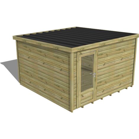 ABRI DE JARDIN bois traité 27mm, Essentiel, 3,4x3,4m, 12m2, Plancher