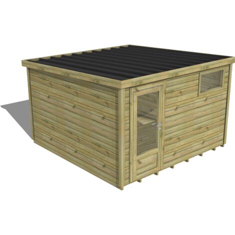 ABRI DE JARDIN bois traité 27mm, Essentiel, 3,4x3,4m, 12m2, Plancher