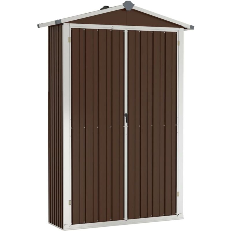 Abri de jardin cabane cabanon maison de stockage remise extérieur hangar outils robuste 116 x 45 x 175 cm acier galvanisé marron