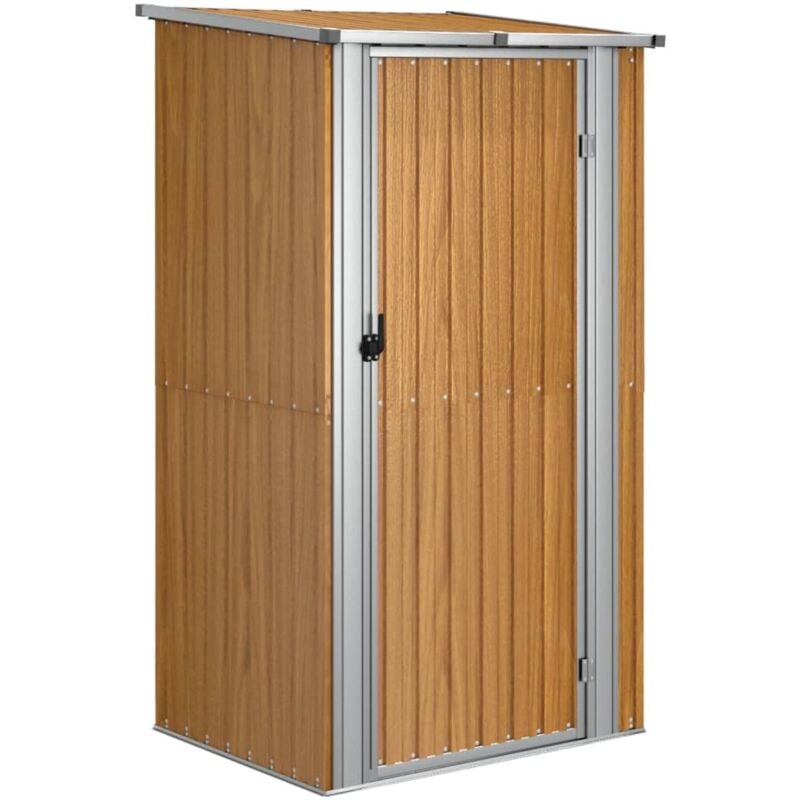 Abri de jardin cabane cabanon maison de stockage remise extérieur hangar outils robuste 118,5 x 97 x 209,5 cm acier galvanisé marron