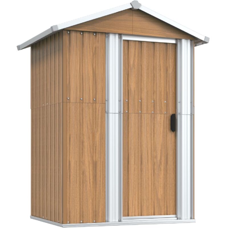Abri de jardin cabane cabanon maison de stockage remise extérieur hangar outils robuste 126 x 97,5 x 177 cm acier galvanisé marron