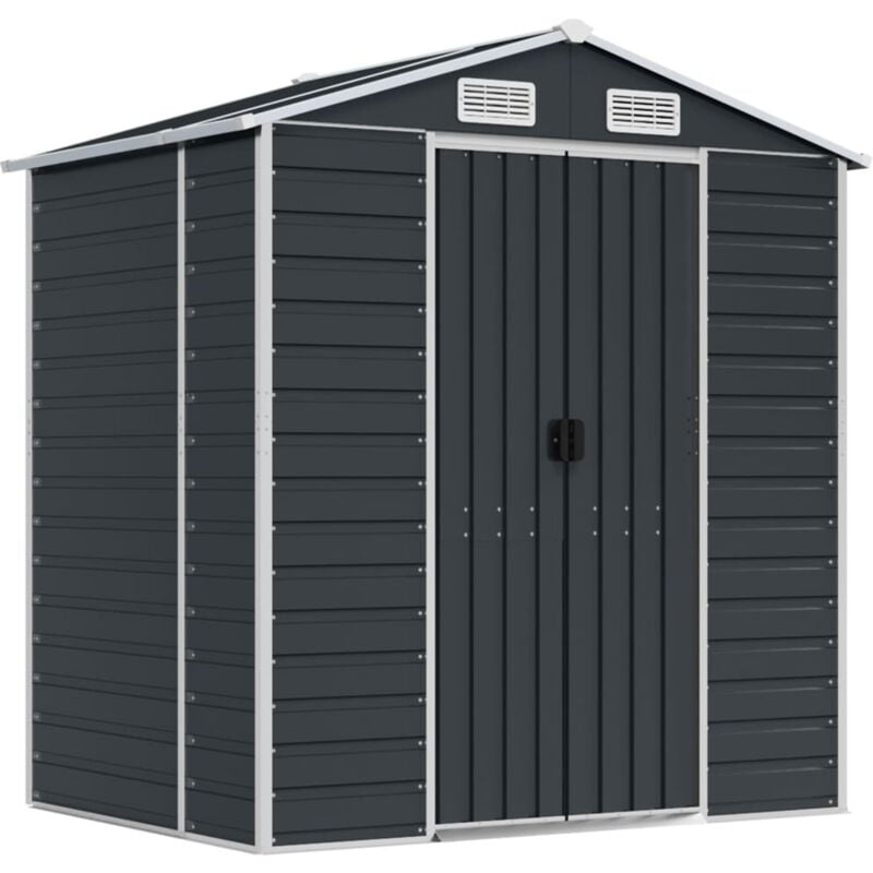 Abri de jardin cabane cabanon maison de stockage remise extérieur hangar outils robuste 191 x 130 x 198 cm acier galvanisé anthracite
