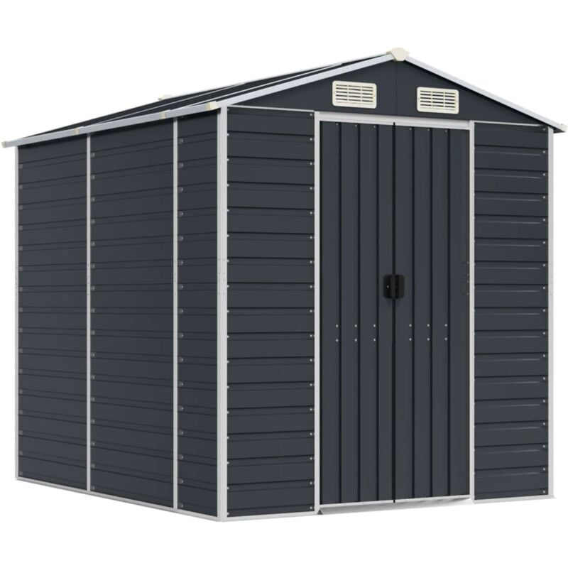 Abri de jardin cabane cabanon maison de stockage remise extérieur hangar outils robuste 191 x 215 x 198 cm acier galvanisé anthracite