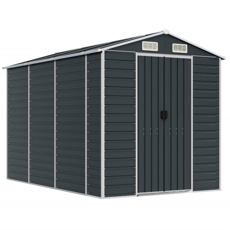 Abri de jardin cabane cabanon maison de stockage remise extérieur hangar outils robuste 191 x 300 x 198 cm acier galvanisé anthracite