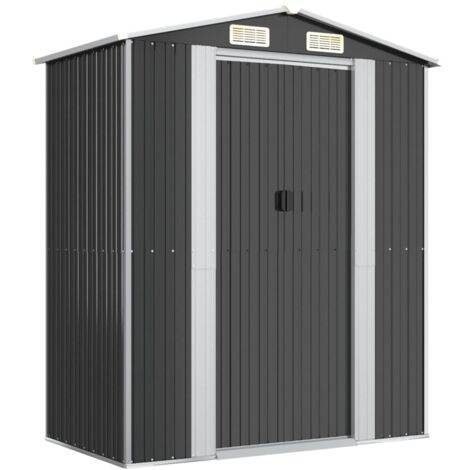 Abri de jardin cabane cabanon maison de stockage remise extérieur hangar outils robuste 192 x 108 x 223 cm acier galvanisé anthracite