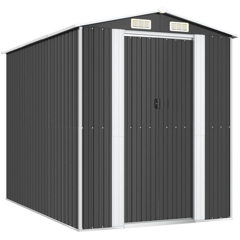 Abri de jardin cabane cabanon maison de stockage remise extérieur hangar outils robuste 192 x 274 x 223 cm acier galvanisé anthracite