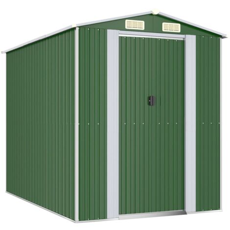 Abri de jardin cabane cabanon maison de stockage remise extérieur hangar outils robuste 192 x 274 x 223 cm acier galvanisé vert