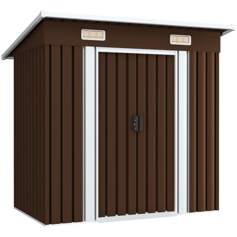 Abri de jardin cabane cabanon maison de stockage remise extérieur hangar outils robuste 194 x 121 x 181 cm acier marron