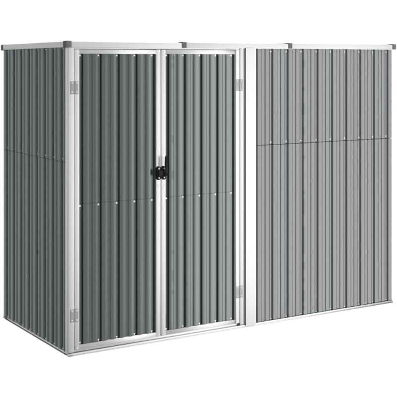 Abri de jardin cabane cabanon maison de stockage remise extérieur hangar outils robuste 225 x 89 x 161 cm acier galvanisé gris