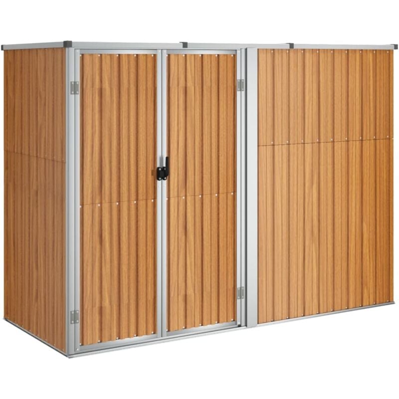 Abri de jardin cabane cabanon maison de stockage remise extérieur hangar outils robuste 225 x 89 x 161 cm acier galvanisé marron