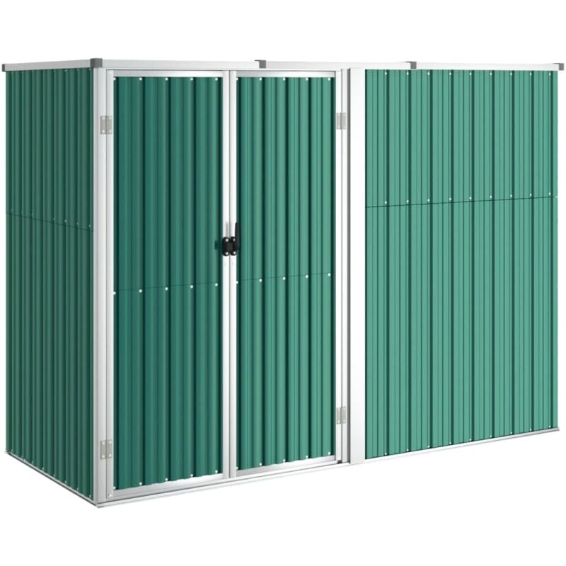 Abri de jardin cabane cabanon maison de stockage remise extérieur hangar outils robuste 225 x 89 x 161 cm acier galvanisé vert