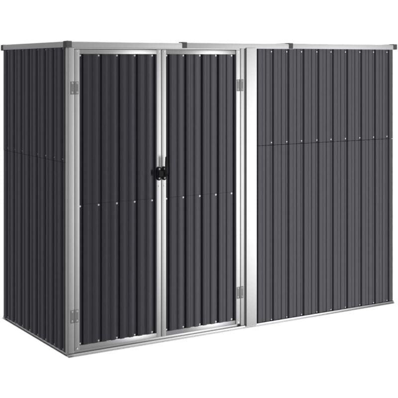 Abri de jardin cabane cabanon maison de stockage remise extérieur hangar outils robuste 225 x 89 x 161cm acier galvanisé anthracite