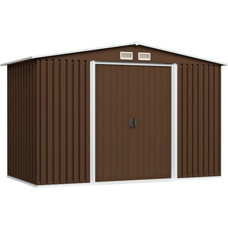 Abri de jardin cabane cabanon maison de stockage remise extérieur hangar outils robuste 257 x 205 x 178 cm acier marron