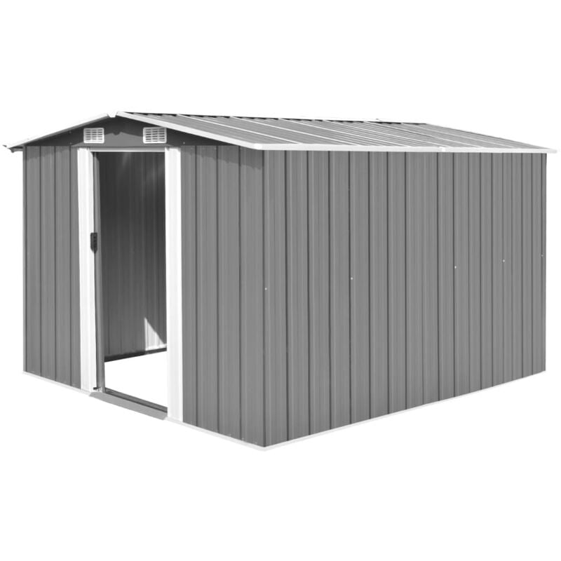 Abri de jardin cabane cabanon maison de stockage remise extérieur hangar outils robuste 257 x 298 x 178 cm métal gris