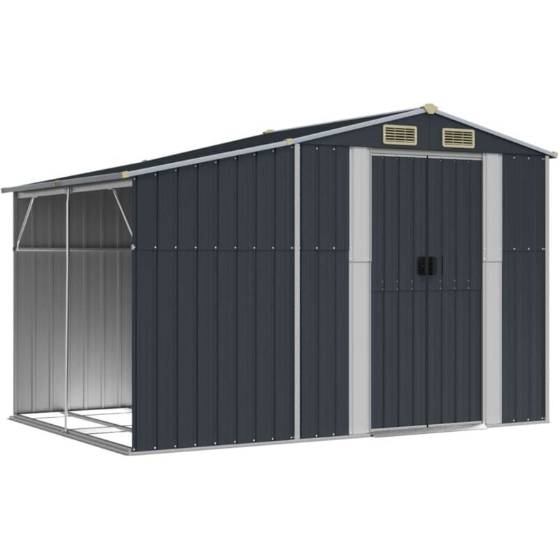 Abri de jardin cabane cabanon maison de stockage remise extérieur hangar outils robuste 277 x 192,5 x 179 cm acier galvanisé anthracite
