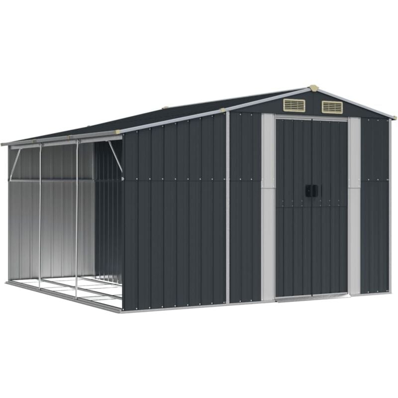 Abri de jardin cabane cabanon maison de stockage remise extérieur hangar outils robuste 277 x 279 x 179 cm acier galvanisé anthracite