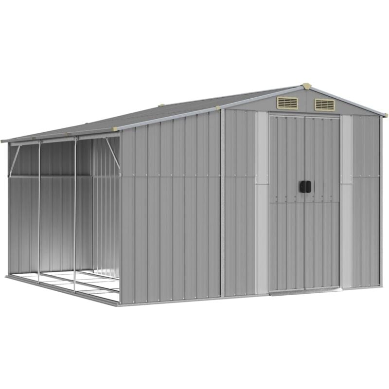 Abri de jardin cabane cabanon maison de stockage remise extérieur hangar outils robuste 277 x 279 x 179 cm acier galvanisé gris