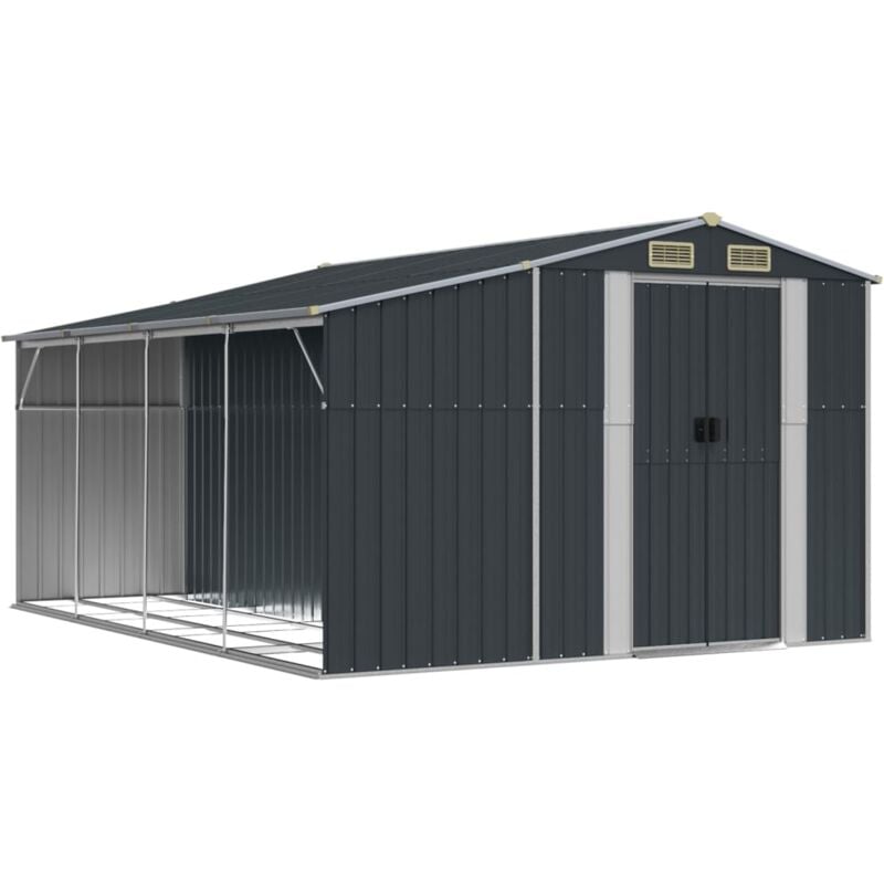 Abri de jardin cabane cabanon maison de stockage remise extérieur hangar outils robuste 277 x 365,5 x 179 cm acier galvanisé anthracite