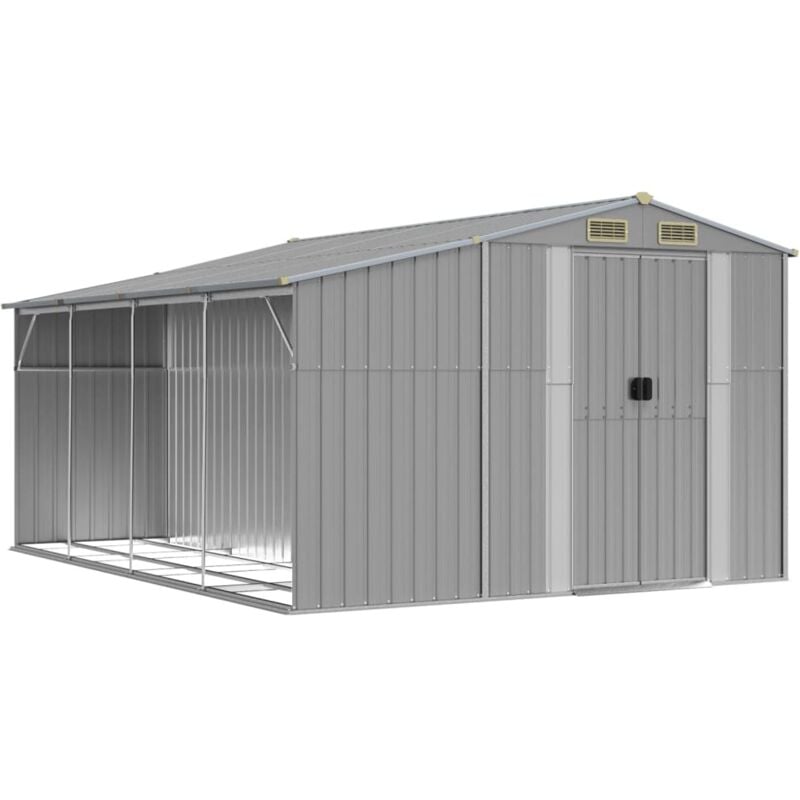 Abri de jardin cabane cabanon maison de stockage remise extérieur hangar outils robuste 277 x 365,5 x 179 cm acier galvanisé gris