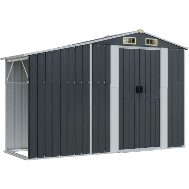 Abri de jardin cabane cabanon maison de stockage remise extérieur hangar outils robuste 277 x 93 x 179 cm acier galvanisé anthracite