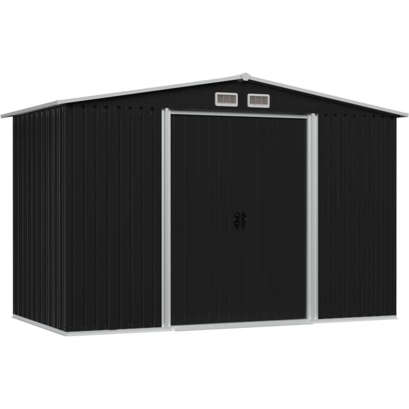 Abri de jardin cabane cabanon maison de stockage remise extérieur hangar outils robuste acier 257 x 205 x 178 cm anthracite