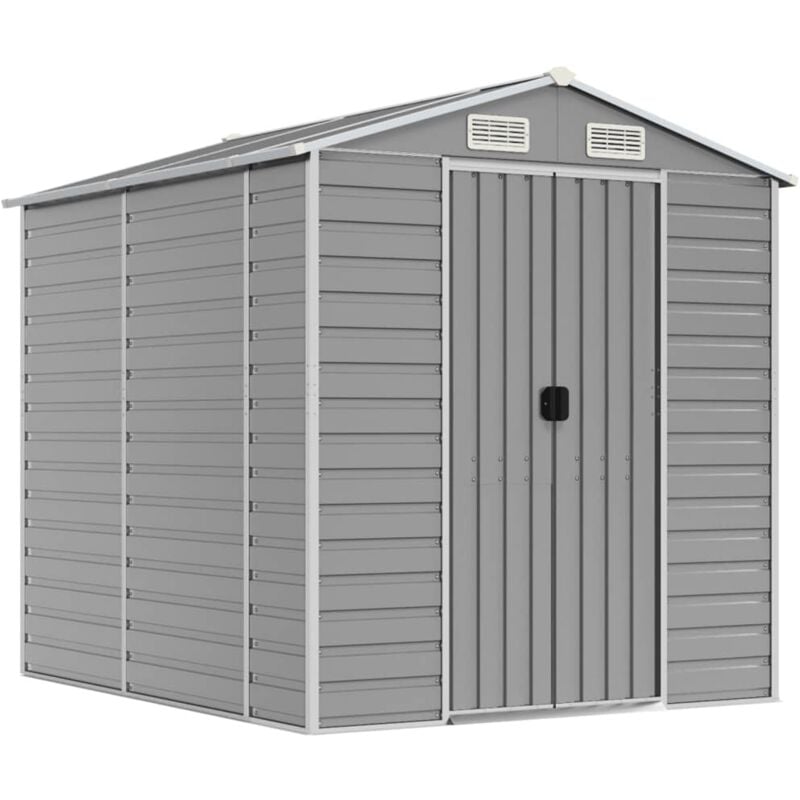 Abri de jardin cabane cabanon maison de stockage remise extérieur hangar outils robuste clair 191 x 215 x 198 cm acier galvanisé gris