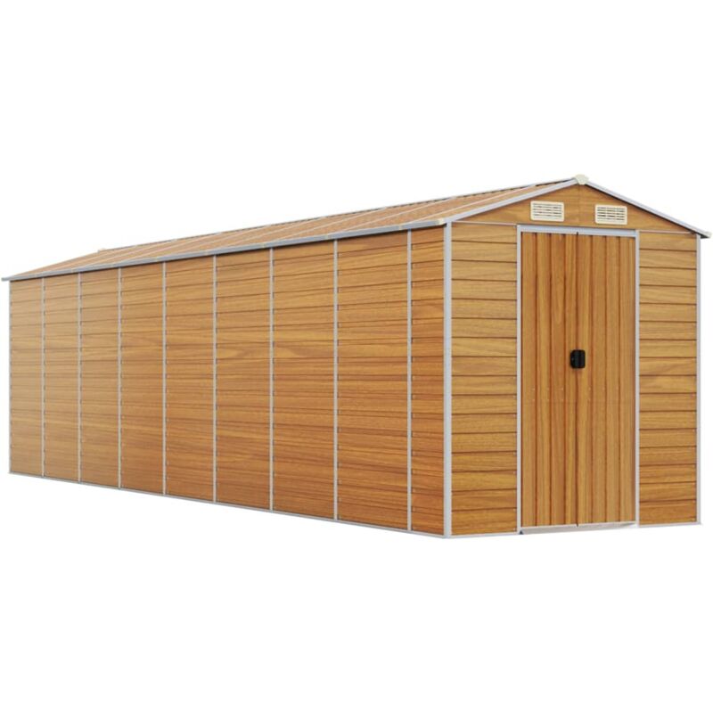 Abri de jardin cabane cabanon maison de stockage remise extérieur hangar outils robuste clair 191 x 725 x 198 cm acier galvanisé marron