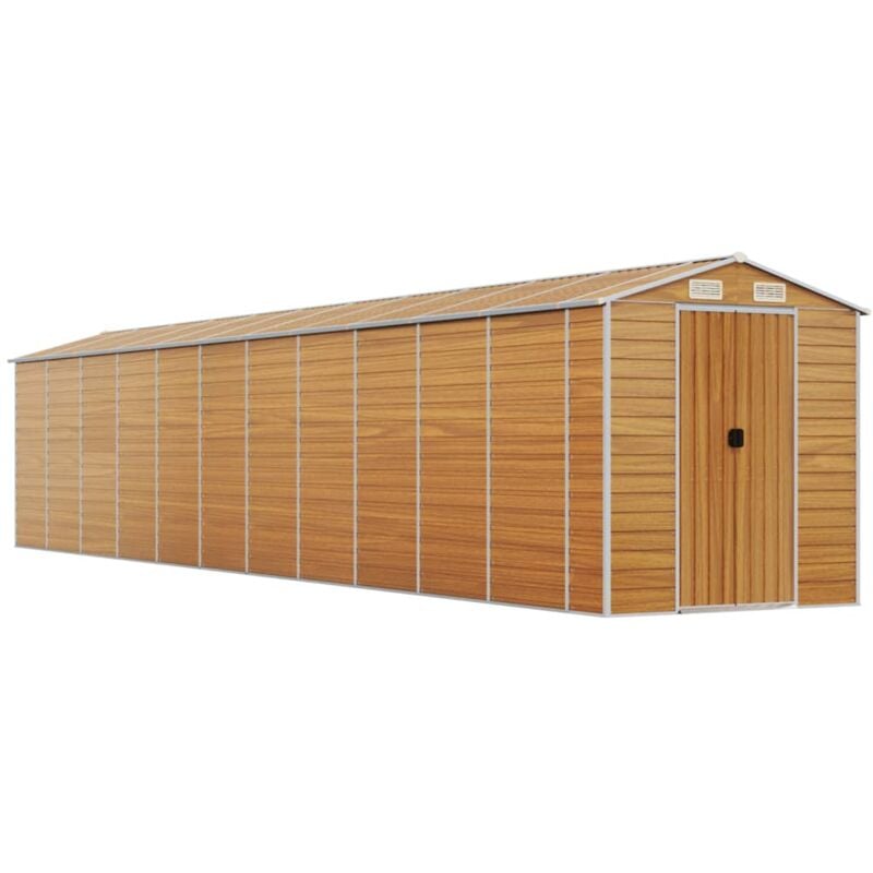 Abri de jardin cabane cabanon maison de stockage remise extérieur hangar outils robuste clair 191 x 980 x 198 cm acier galvanisé marron