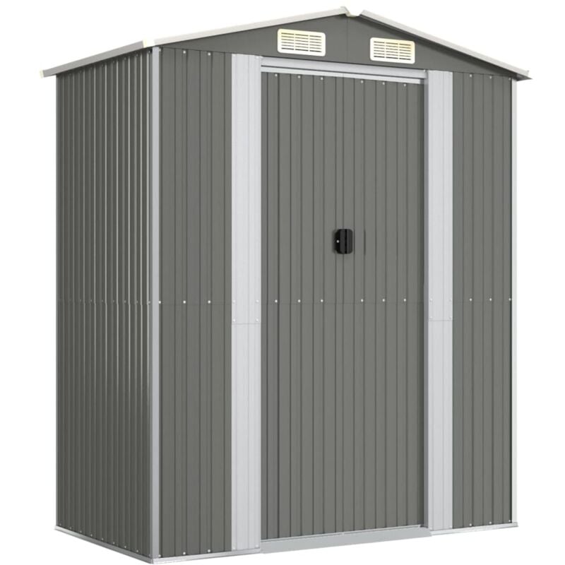 Abri de jardin cabane cabanon maison de stockage remise extérieur hangar outils robuste clair 192 x 108 x 223 cm acier galvanisé gris