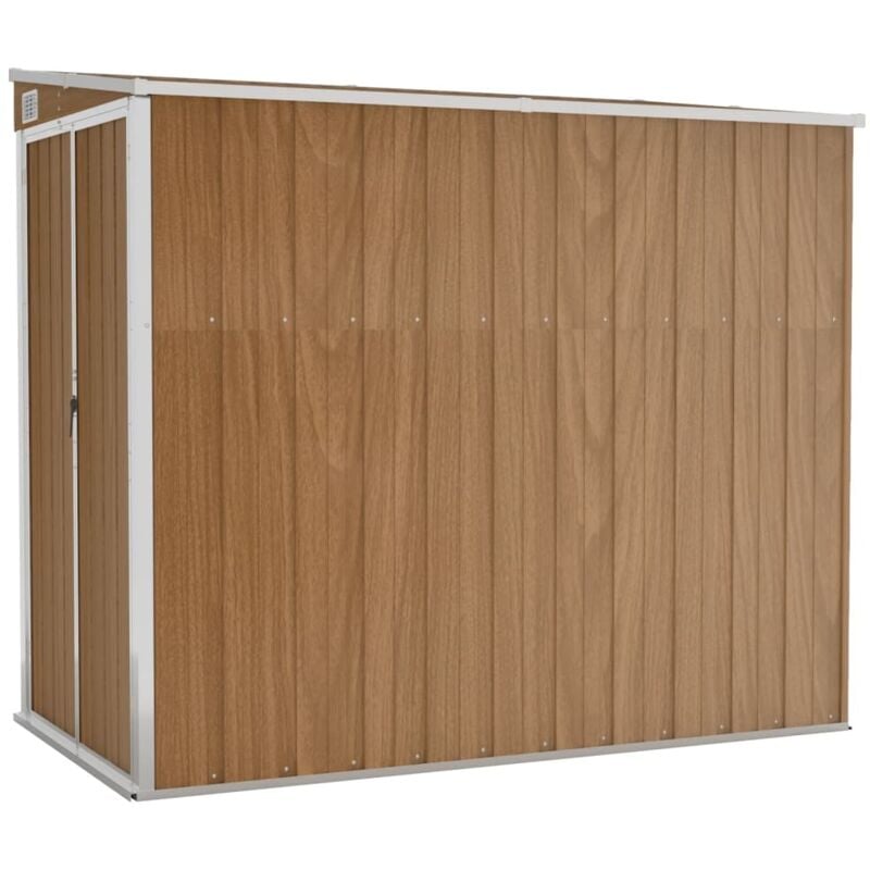 Abri de jardin cabane cabanon maison de stockage remise extérieur hangar outils robuste mural 118 x 194 x 178 cm acier galvanisé marron