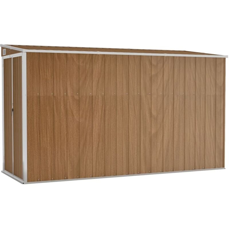 Abri de jardin cabane cabanon maison de stockage remise extérieur hangar outils robuste mural 118 x 288 x 178 cm acier galvanisé marron