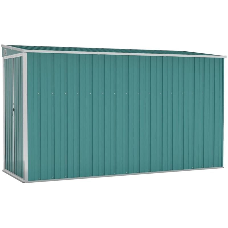 Abri de jardin cabane cabanon maison de stockage remise extérieur hangar outils robuste mural 118 x 288 x 178 cm acier galvanisé vert