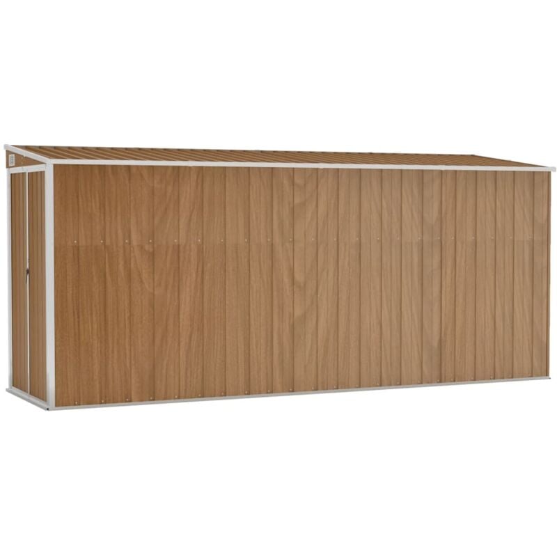 Abri de jardin cabane cabanon maison de stockage remise extérieur hangar outils robuste mural 118 x 382 x 178 cm acier galvanisé marron